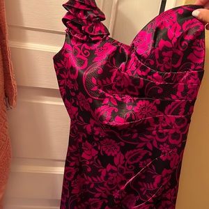 Asymmetrical pink and black dress